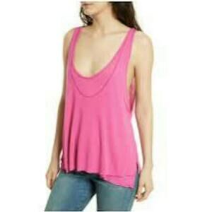 NWT Free People Karmen Pink Tank Top Layered Size Small Scoop Neck